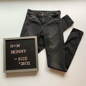 H&M Black Feather Soft Skinny Jeans Size 28